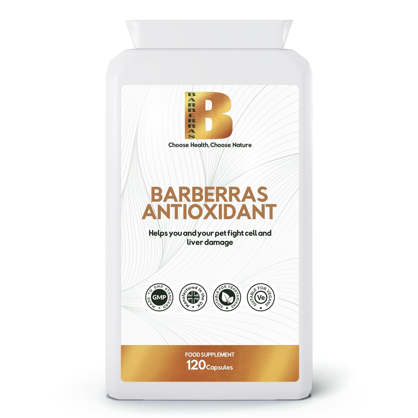 Barberras Botanicals Ltd - Barberras Antioxidant - Food Supplements - front label - plain white background