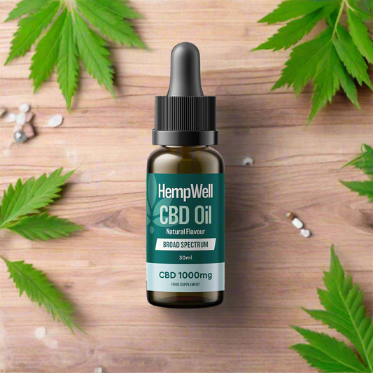 HempWell Broad Spectrum 1000mg CBD Oil | 500mg CBD | 30ml Bottle (Natural)