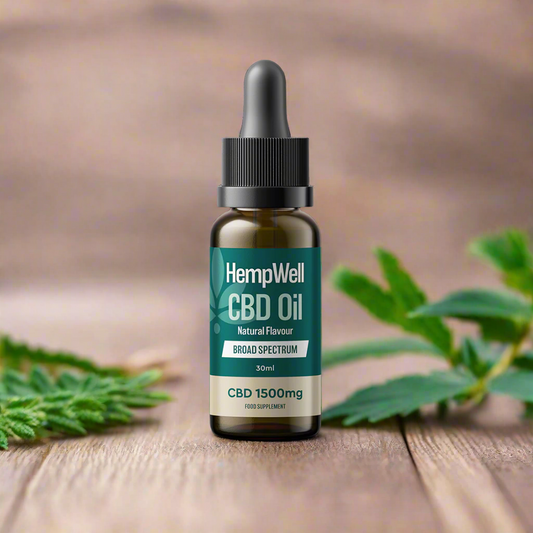 HempWell Broad Spectrum 1500mg CBD Oil | 500mg CBD | 30ml Bottle (Natural)