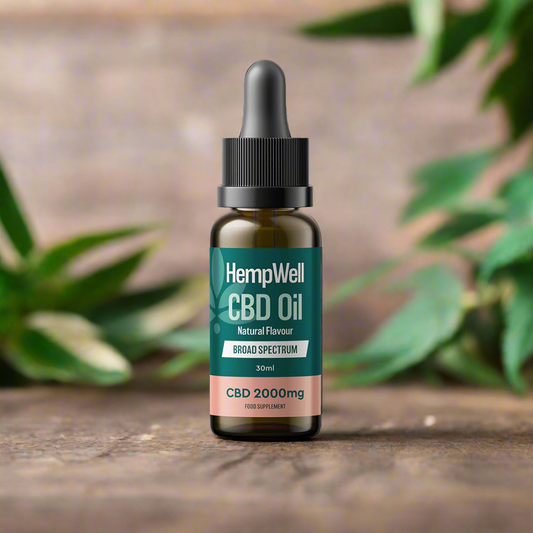 HempWell Broad Spectrum 2000mg CBD Oil | 500mg CBD | 30ml Bottle (Natural)