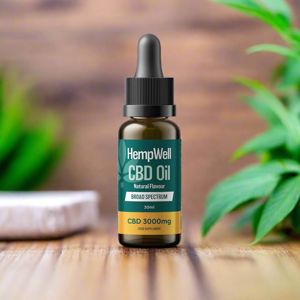 HempWell Broad Spectrum 3000mg CBD Oil | 500mg CBD | 30ml Bottle (Natural)