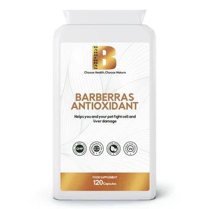 Barberras Botanicals Ltd - Barberras Antioxidant - Food Supplements - front label - plain white background