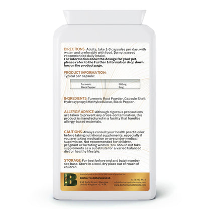 Barberras Botanicals Ltd - Barberras Antioxidant - Food Supplements - back label - plain white background