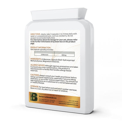 Barberras Botanicals Ltd - Barberras Bacteria Inhibitor - Food Supplements - back label - side on - plain white background