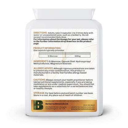 Barberras Botanicals Ltd - Barberras Bacteria Inhibitor - Food Supplements - back label - plain white background