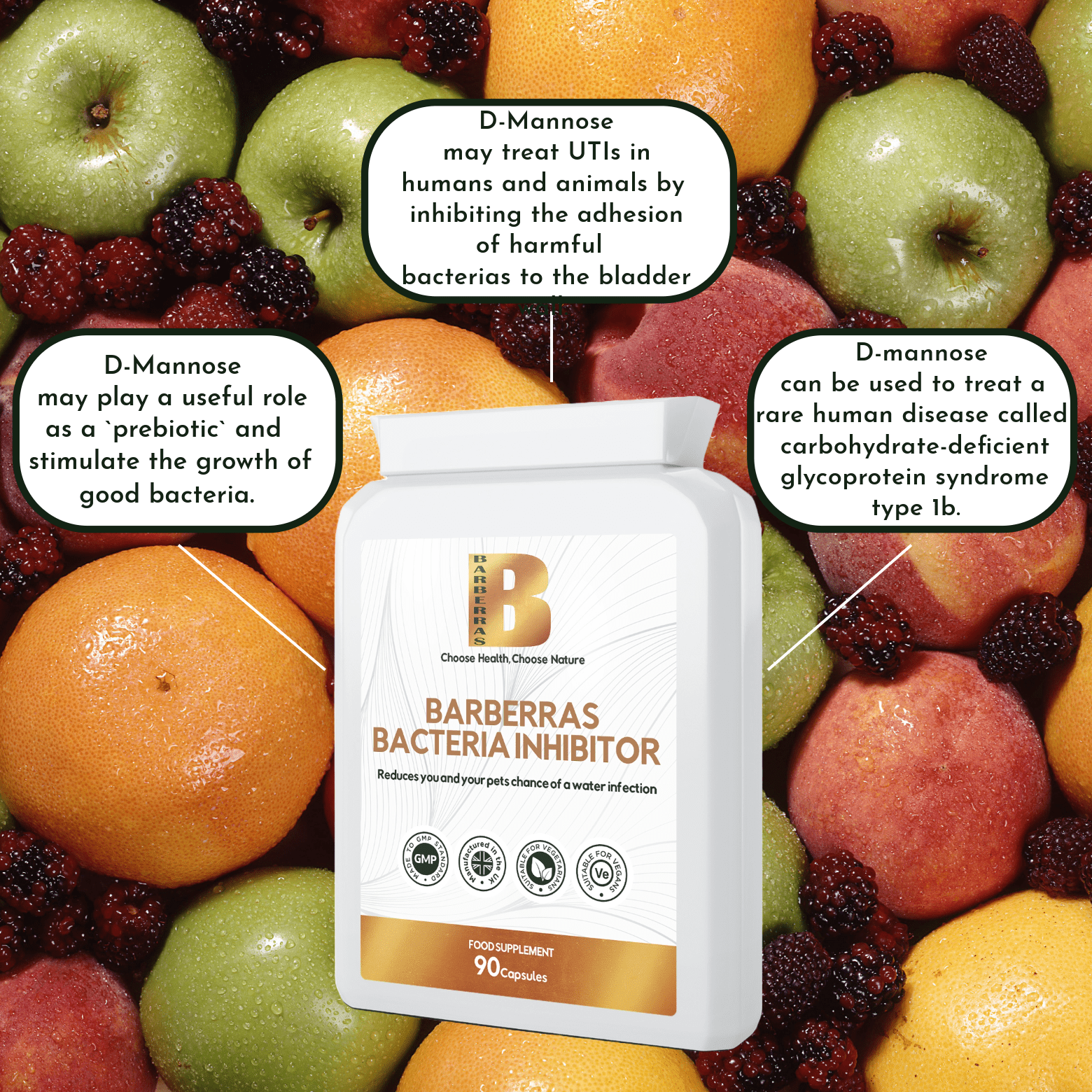 Barberras Botanicals Ltd - Barberras Bacteria Inhibitor - Food Supplements - benefits map