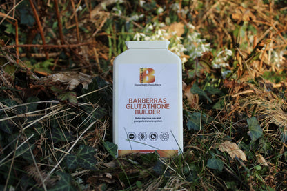 Barberras Botanicals Ltd - Barberras Glutathione Builder - Food Supplements - background of ferns and grass