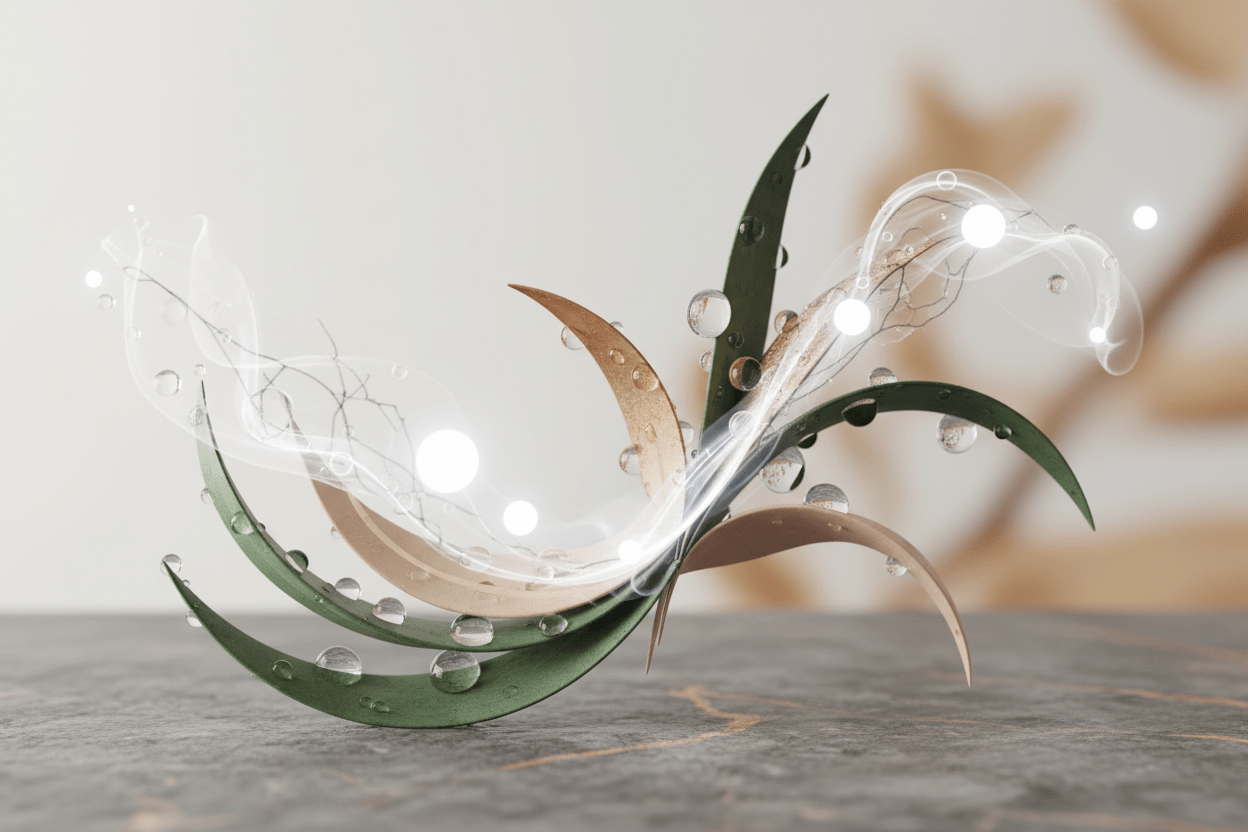 Barberras Botanicals Ltd - Urinary & Immune Defence Duo - Food Supplements - Barberras Botanicals Ltd - asthma - bacteria - bronchitis - Create a fresh, protective wellness image symbolising urinary health and immune defence. Use delicate botanical motifs, droplets, clean curves and soft glowing elements that feel natural and pure. Style: premium, minimal, trustworthy, earthy - luxe. Colour palette: 132314 (deep green), A97142 (bronze), 464646 (charcoal), c4a484 (soft nude), FFFFFF (white). Mood