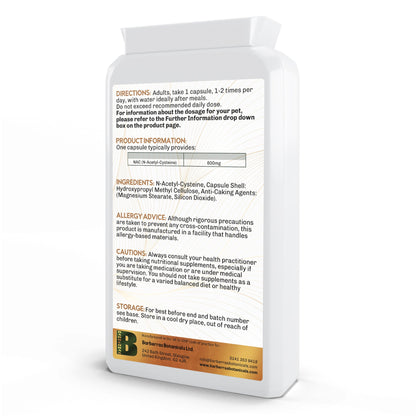 Barberras Botanicals Ltd - Barberras Glutathione Builder - Food Supplements - back label - side on - plain white background