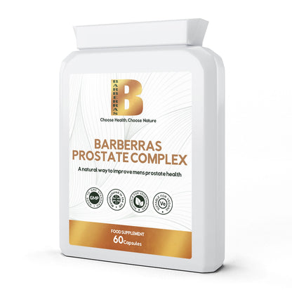 Barberras Botanicals Ltd - Barberras Prostate Complex - Food Supplements - front label - side on - plain white background