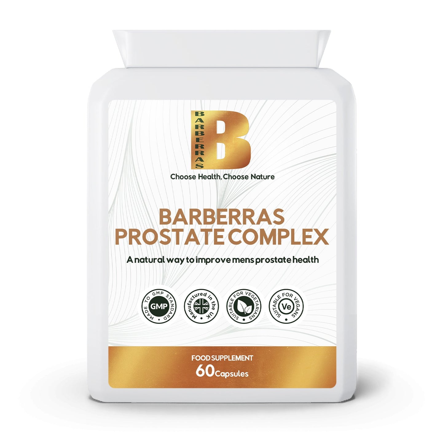 Barberras Botanicals Ltd - Barberras Prostate Complex - Food Supplements - front label - plain white background